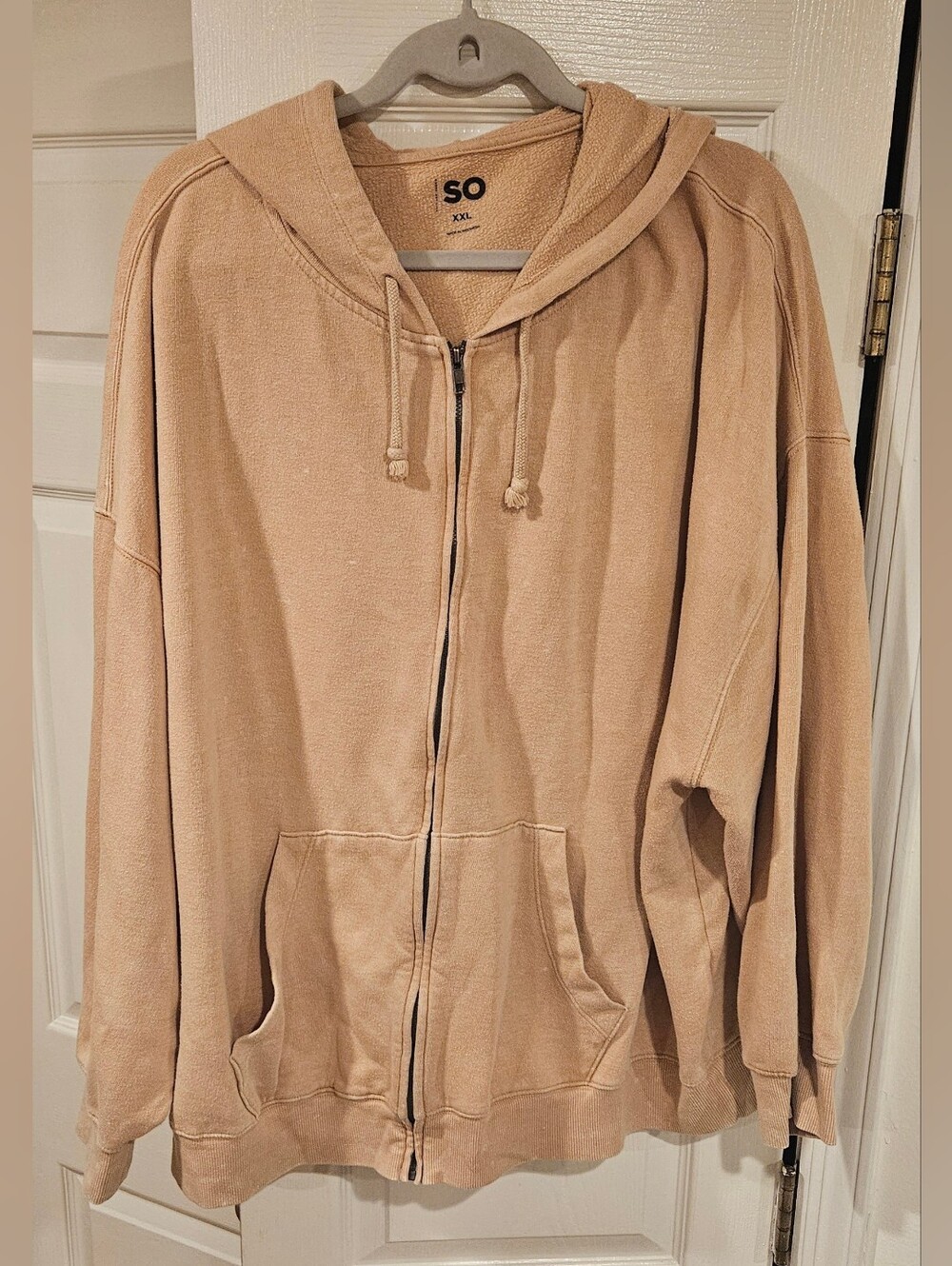 SO Womes's Distressed Oversized Zip-Up Hoodie